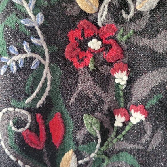 Christopher & Banks Petite Open Front Knit Sweater Cardigan, Embroidered Petite - Picture 2 of 11